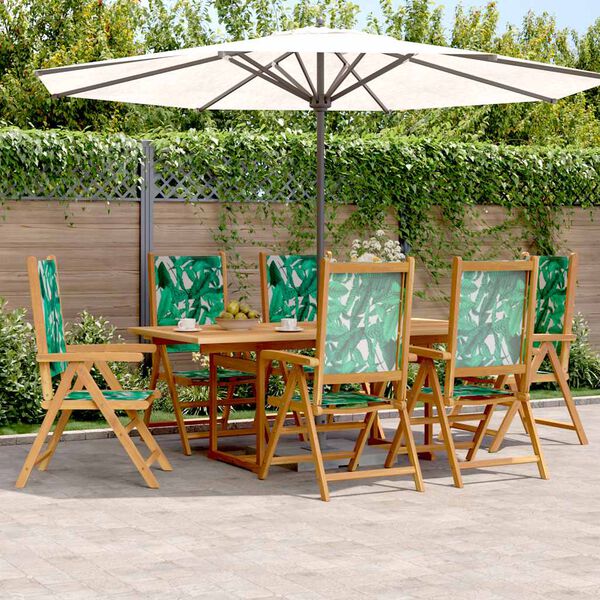 vidaXL Ensemble &agrave; manger de jardin 7 pcs motif de feuilles tissu bois