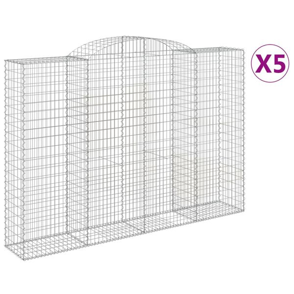 vidaXL Paniers &agrave; gabions arqu&eacute;s 5 pcs 300x50x200/220 cm fer galvanis&eacute;