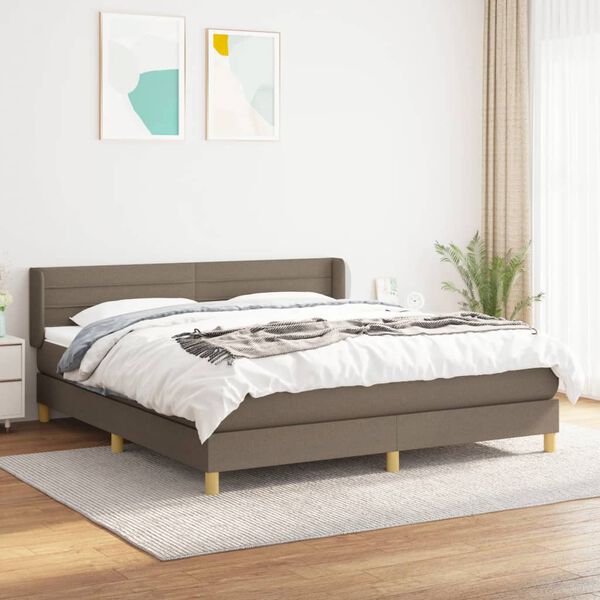 vidaXL Sommier &agrave; lattes de lit avec matelas Taupe 160x200 cm Tissu