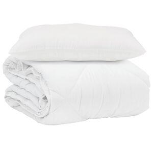 vidaXL Duvet d'&eacute;t&eacute; simple avec oreiller 2 pcs Blanc Microfibre