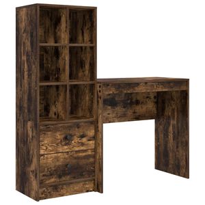 vidaXL Bureau avec tiroir avec &eacute;tag&egrave;re avec stockage 2 pcs Ch&ecirc;ne fum&eacute;