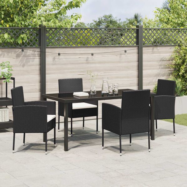 vidaXL Ensemble de salle &agrave; manger pour jardin 5 pcs Noir polyrotin