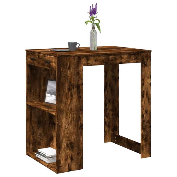 vidaXL Table de bar chêne fumé 102x70x103,5 cm bois d'ingénierie