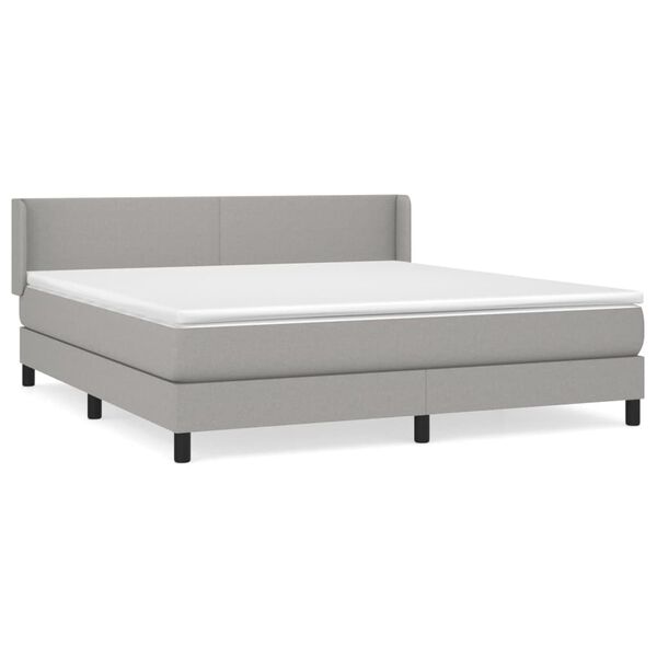 vidaXL Sommier &agrave; lattes de lit avec matelas Gris clair 160x200cm Tissu