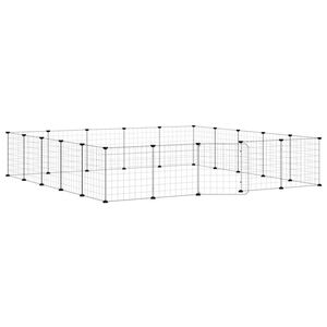 vidaXL Cage animaux de compagnie &agrave; 20 panneaux et porte Noir 175x175x35 cm