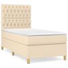 vidaXL Sommier &agrave; lattes de lit avec matelas Cr&egrave;me 100x200 cm Tissu