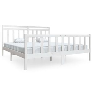 vidaXL Cadre de lit sans matelas blanc bois massif