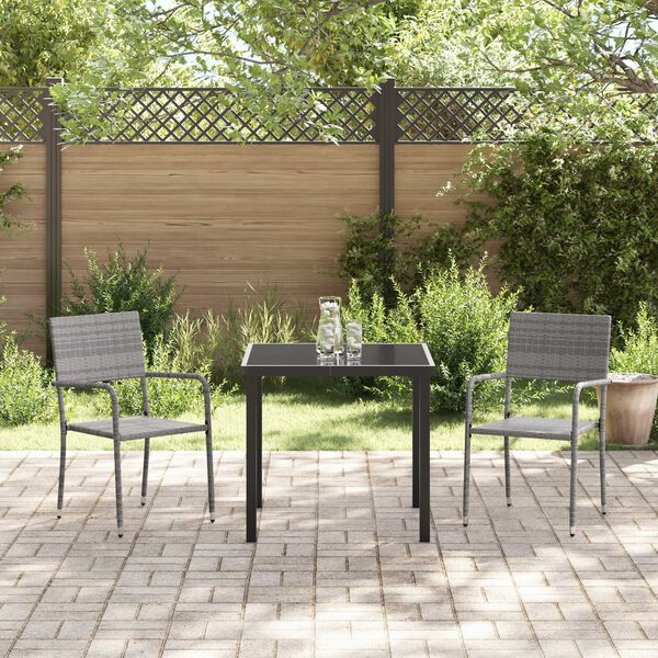 vidaXL Ensemble de salle &agrave; manger pour jardin 3 pcs Gris polyrotin