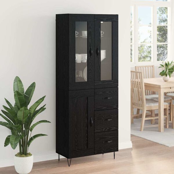 vidaXL Haut Armoire Ch&ecirc;ne noir 69,5 x 34 x 90 cm Bois d'ing&eacute;nierie