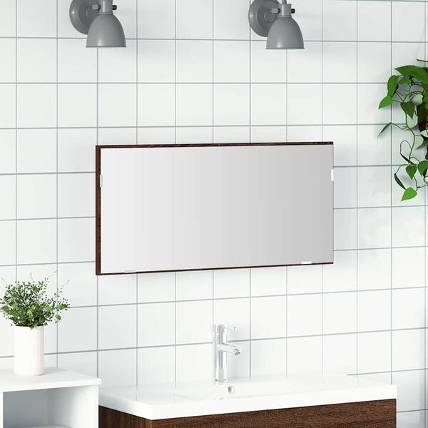 vidaXL Miroir Chêne marron 80 x 37 cm Verre et Bois Ingénierie