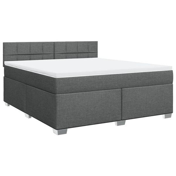 vidaXL Sommier à lattes de lit avec matelas Gris foncé 180x200cm Tissu