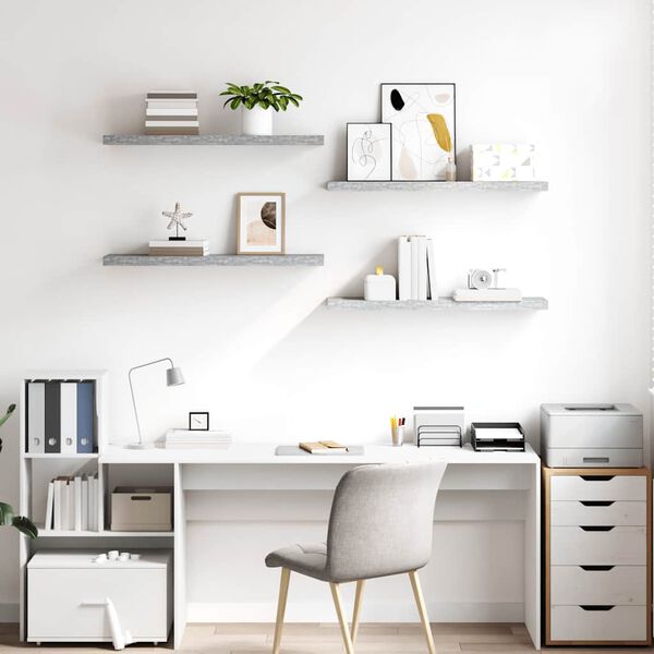 vidaXL Étagères murales flottantes 4 pcs Gris béton 90x23,5x3,8cm MDF