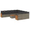 vidaXL Salon de jardin avec coussins 12 pcs gris r&eacute;sine tress&eacute;e