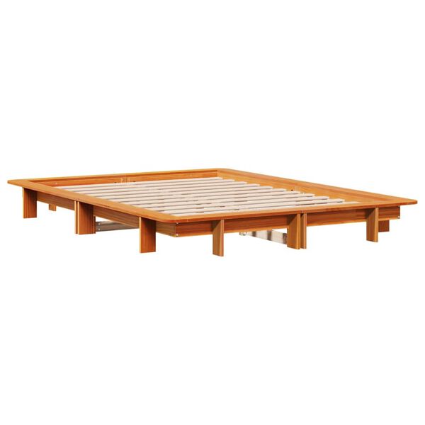 vidaXL Cadre de lit sans matelas cire marron 120x200cm bois pin massif