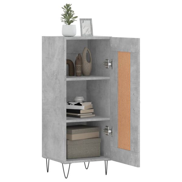 vidaXL Buffet Gris béton 34,5x34x90 cm Bois d'ingénierie