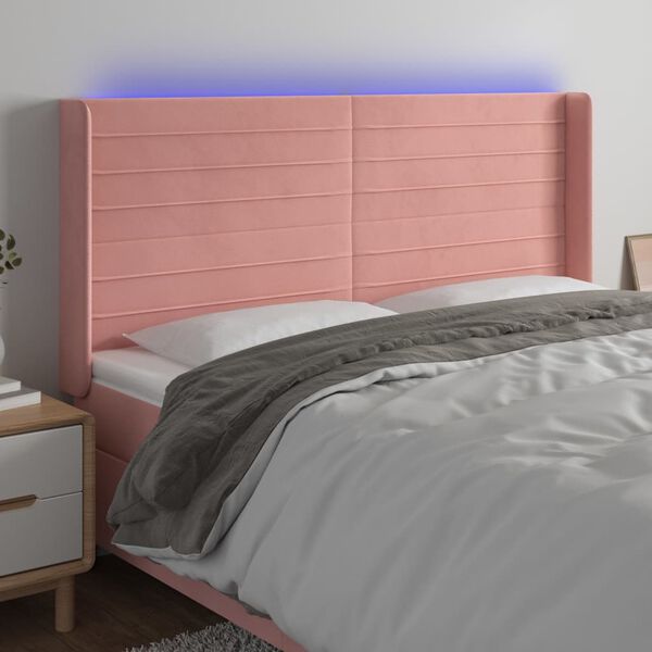 vidaXL T&ecirc;te de lit &agrave; LED Rose 163x16x118/128 cm Velours