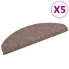 vidaXL Tapis d'escalier auto-adh&eacute;sifs 5 pi&egrave;ces 65 x 21 x 4 cm Marron clair Demi-rond Grand