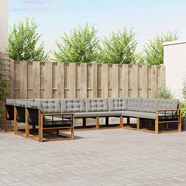 vidaXL Ensemble de canap&eacute;s d'ext&eacute;rieur 9 pcs Gris Naturel et Clair