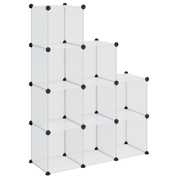 vidaXL Cubes de rangement 9 pcs Transparent PP