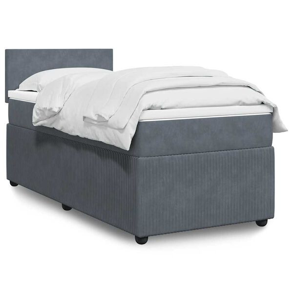 vidaXL Sommier &agrave; lattes de lit et matelas Gris fonc&eacute; 90x190 cm Velours