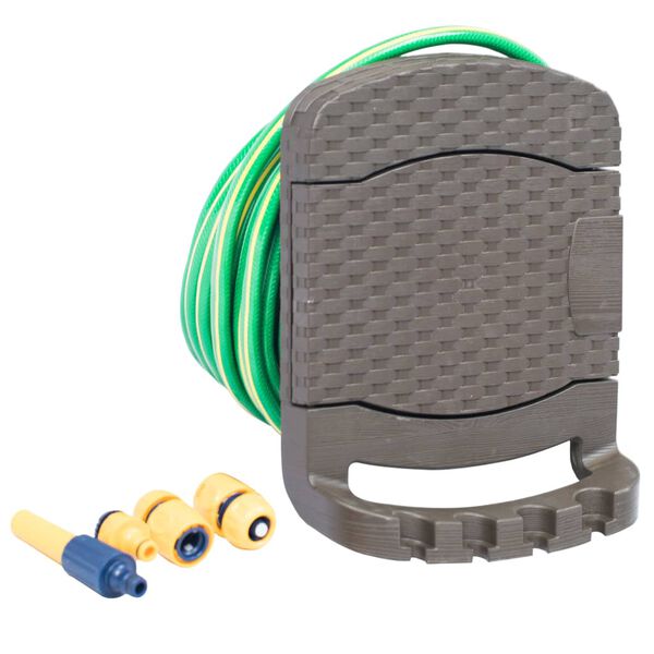 vidaXL Enrouleur de tuyau mural avec tuyau Plastique Marron