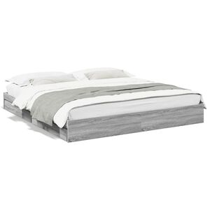 vidaXL Cadre de lit avec tiroirs sans matelas sonoma gris 180x200 cm