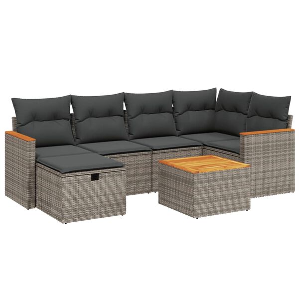 vidaXL Salon de jardin 6 pcs avec coussins gris r&eacute;sine tress&eacute;e