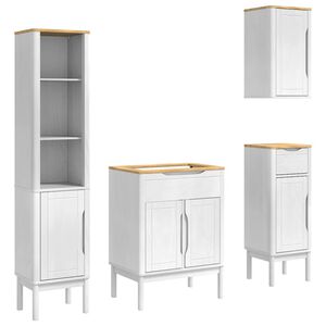 vidaXL Ensemble de mobilier de salle de bain FLORO 4 pi&egrave;ces Blanc