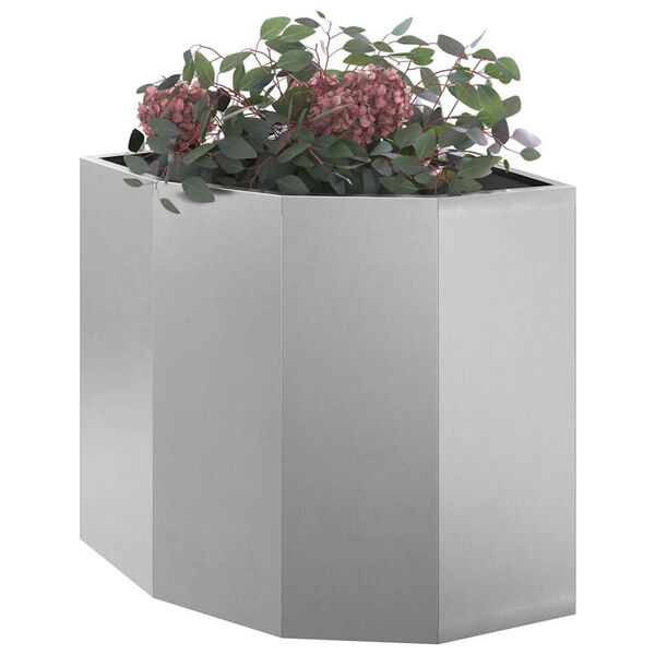 vidaXL Jardini&egrave;re d'Angle Argent 45 x 45 x 50 cm Acier inoxydable