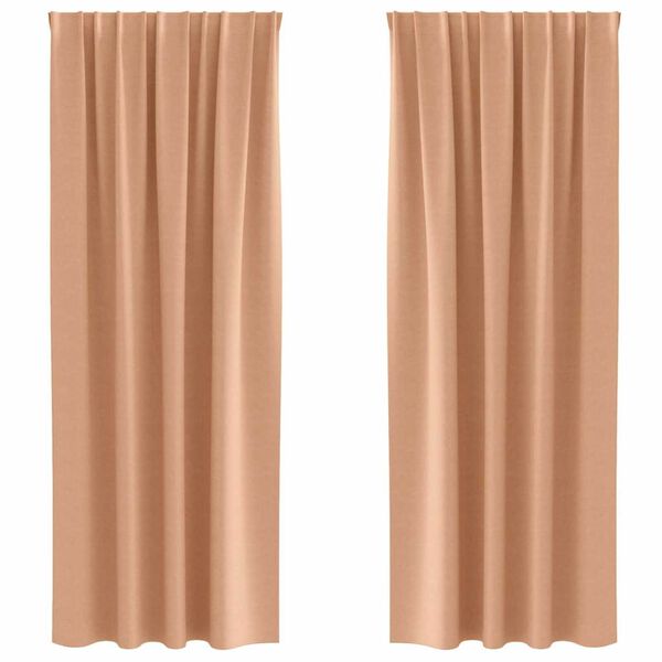 vidaXL Rideaux occultants avec anneaux 2 pcs Marron Clair 225 x 140 cm