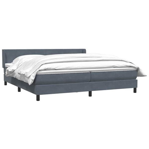 vidaXL Sommier &agrave; lattes de lit et matelas gris fonc&eacute; 180x210cm velours