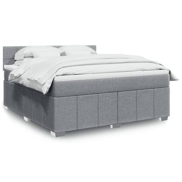 vidaXL Sommier &agrave; lattes de lit avec matelas Gris clair 180x200cm Tissu