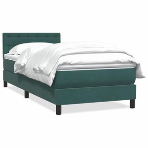 vidaXL Sommier &agrave; lattes de lit et matelas vert fonc&eacute; 80x220 cm velours