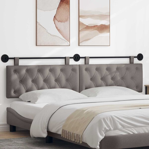 vidaXL T&ecirc;te de lit suspendue Montage mural Taupe 210 x 55 x 7 cm tissu