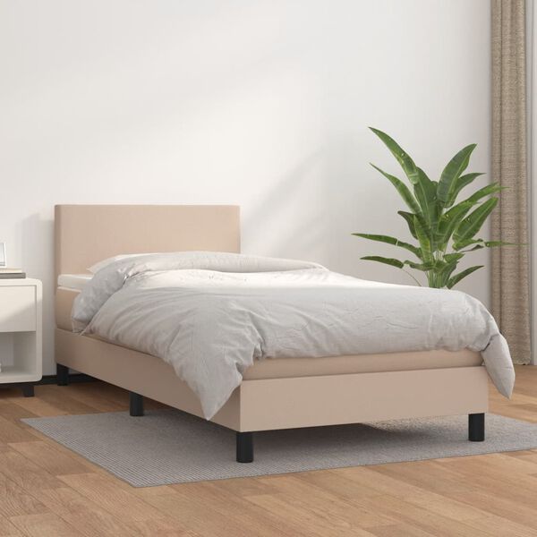 vidaXL Sommier &agrave; lattes de lit avec matelas Cappuccino 100x200 cm