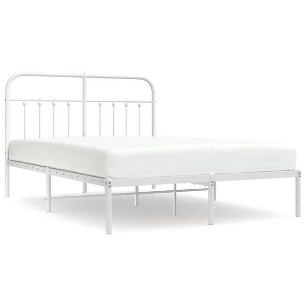 vidaXL Cadre de lit m&eacute;tal sans matelas et t&ecirc;te de lit blanc 135x190 cm