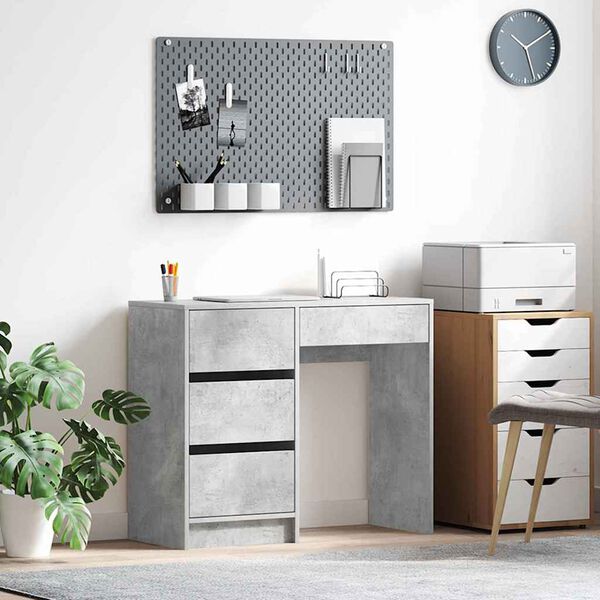 vidaXL Bureau Gris b&eacute;ton 90 x 37,5 x 75 cm Bois d'ing&eacute;nierie