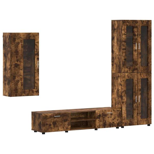 vidaXL Ensemble meuble TV FLORIN Ch&ecirc;ne fum&eacute; Bois d'ing&eacute;nierie