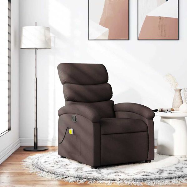 vidaXL Fauteuil de massage inclinable Marron fonc&eacute; Tissu