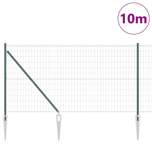 vidaXL Cl&ocirc;ture avec poteau Vert 1,2 x 10 m Acier et PVC