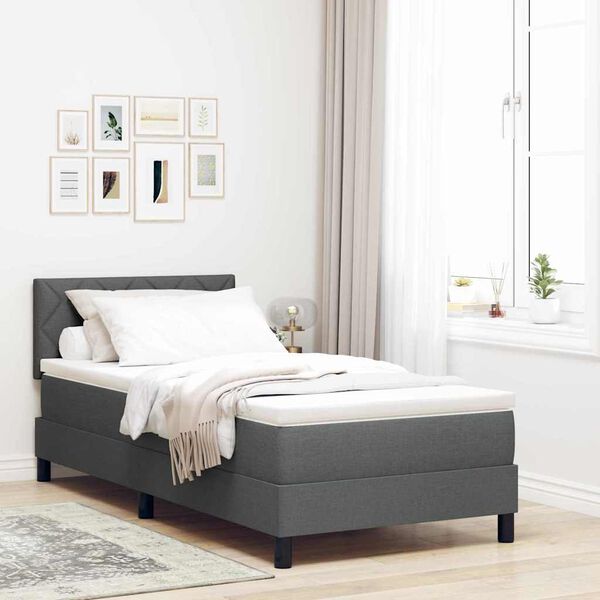 vidaXL Lit &agrave; ressorts avec matelas Gris fonc&eacute; 100 x 200 cm tissu