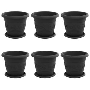 vidaXL Pots de plantes 6 pcs Noir &Oslash; 26 x 21.5 cm Plastique