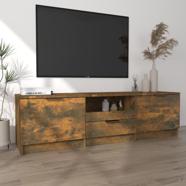 vidaXL Meuble TV Chêne fumé 140x35x40 cm Bois d'ingénierie