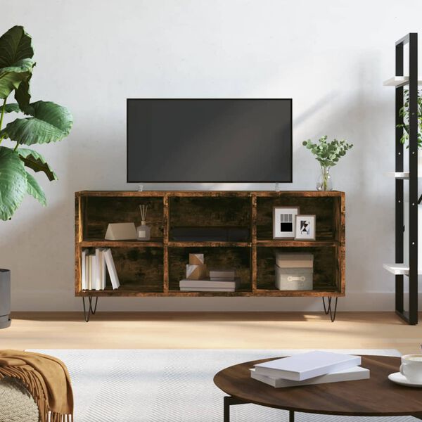 vidaXL Meuble TV chêne fumé 103,5x30x50 cm bois d'ingénierie