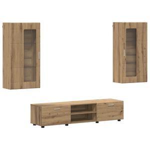 vidaXL Ensemble meuble TV avec tiroir FLORIN 3 pcs Ch&ecirc;ne artisanal