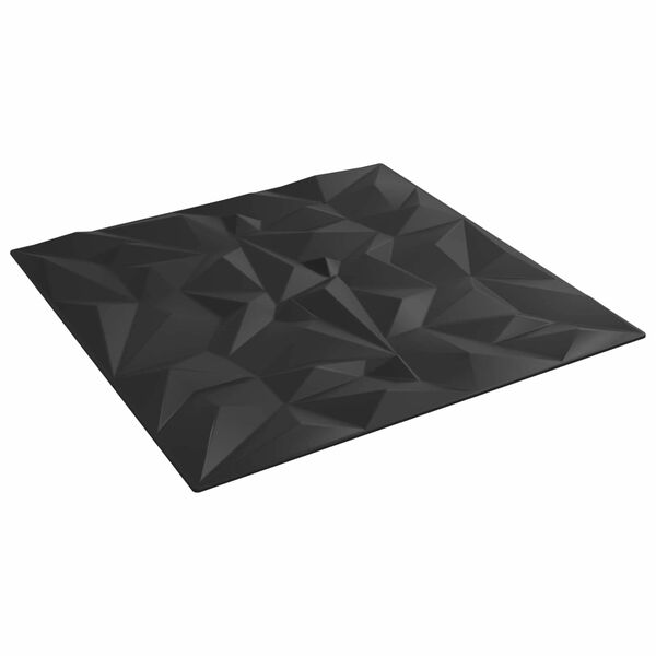 vidaXL Panneaux muraux 24 pcs Noir 50 x 50 cm Mousse XPS