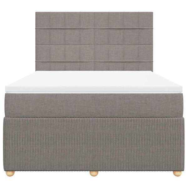 vidaXL Sommier &agrave; lattes de lit avec matelas Taupe 140x200 cm Tissu