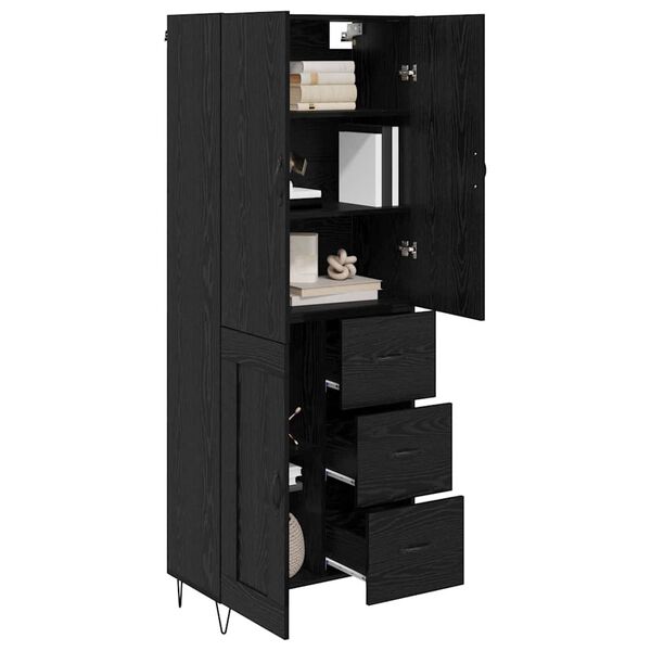 vidaXL Haut Armoire 2 pcs Ch&ecirc;ne noir Bois d'ing&eacute;nierie et verre