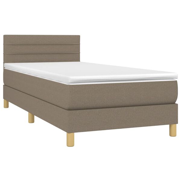 vidaXL Sommier &agrave; lattes de lit avec matelas LED Taupe 90x190 cm Tissu