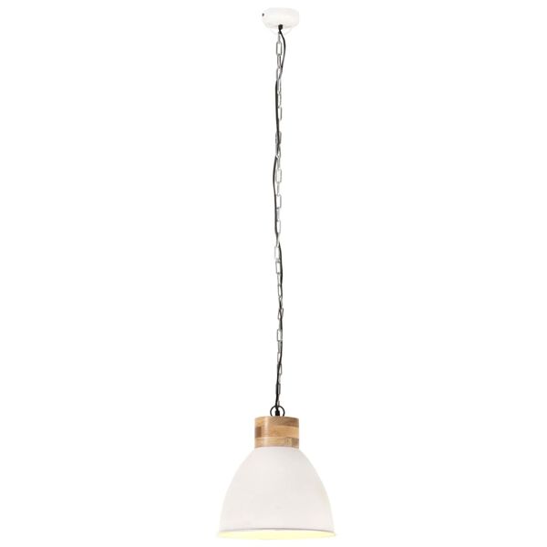 vidaXL Lampe suspendue industrielle Blanc Fer et bois solide 46 cm E27